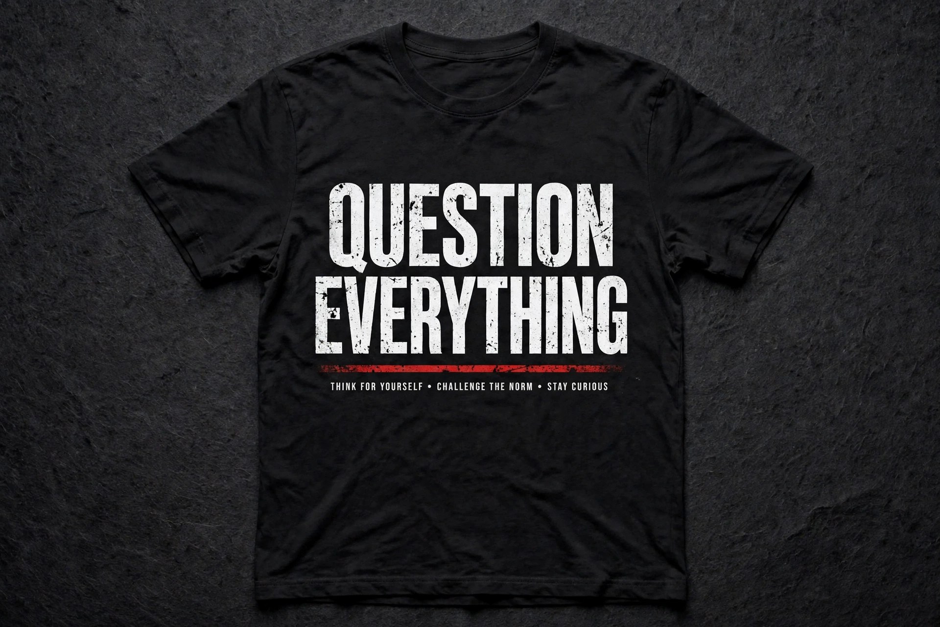 Question Everything — black tee