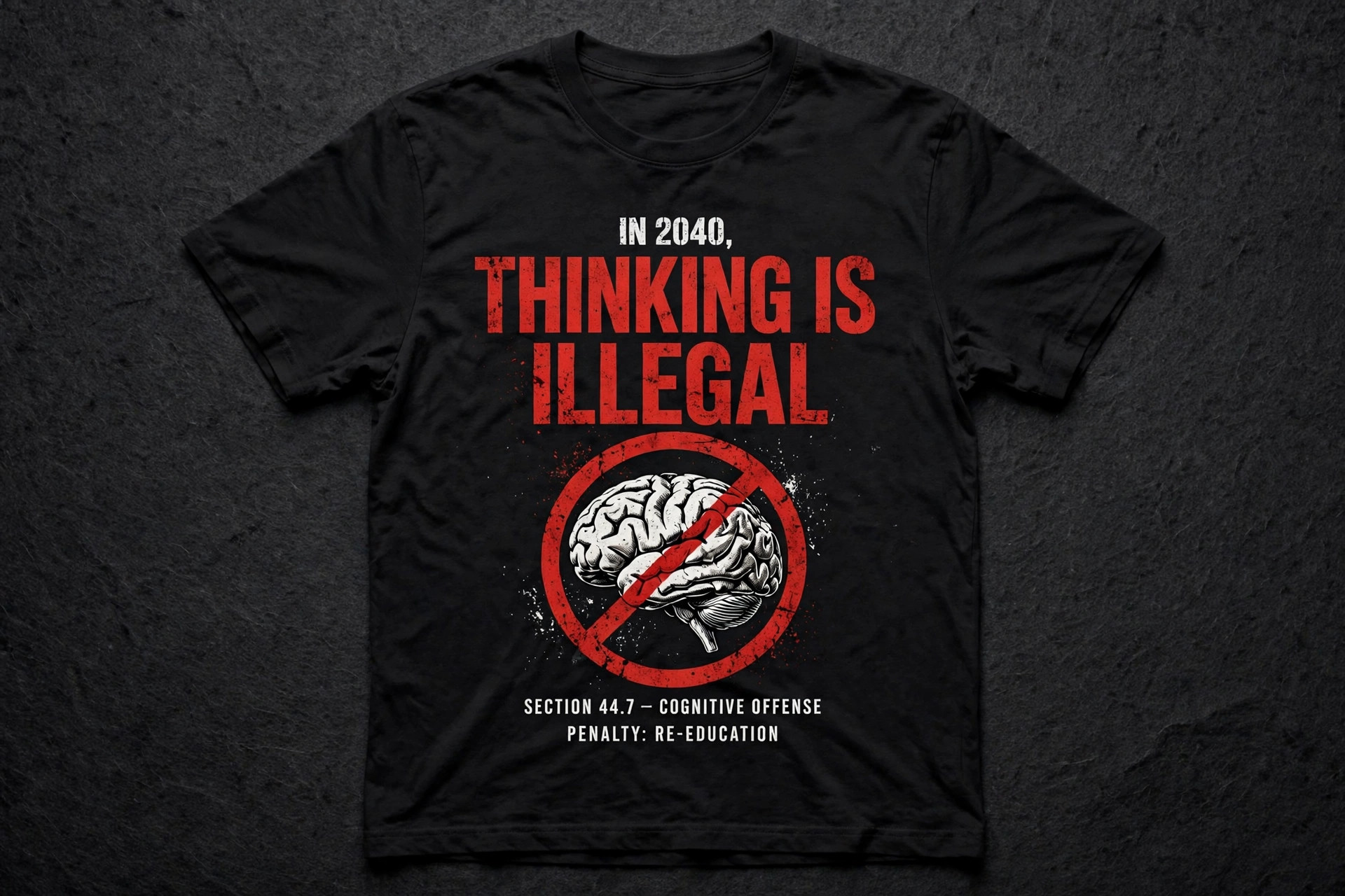 Thinking Is Illegal — black tee